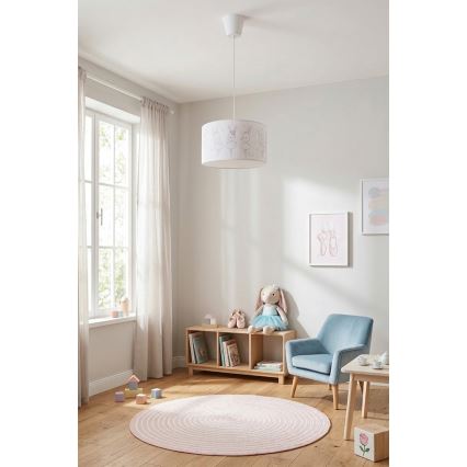 Brilagi - LED dečiji luster na sajli BOBO 1xE27/10W/230V prečnik 35 cm bela/zečići