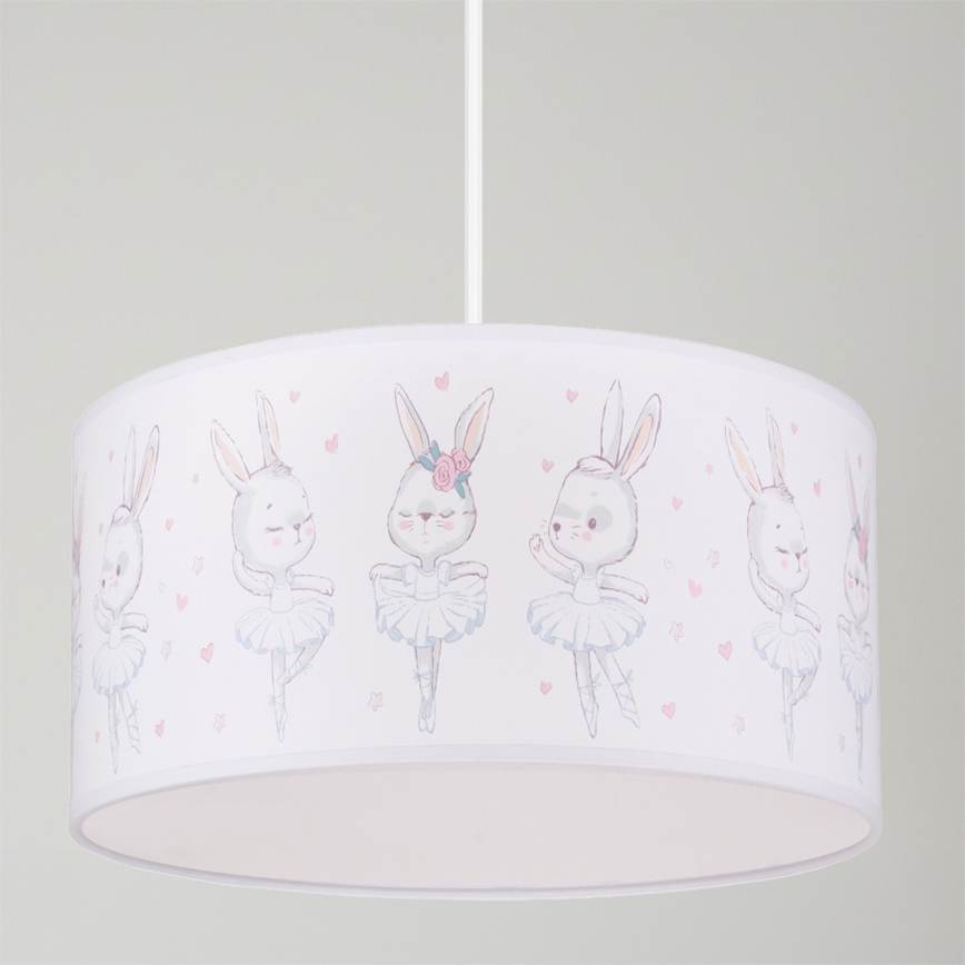 Brilagi - LED dečiji luster na sajli BOBO 1xE27/10W/230V prečnik 35 cm bela/zečići