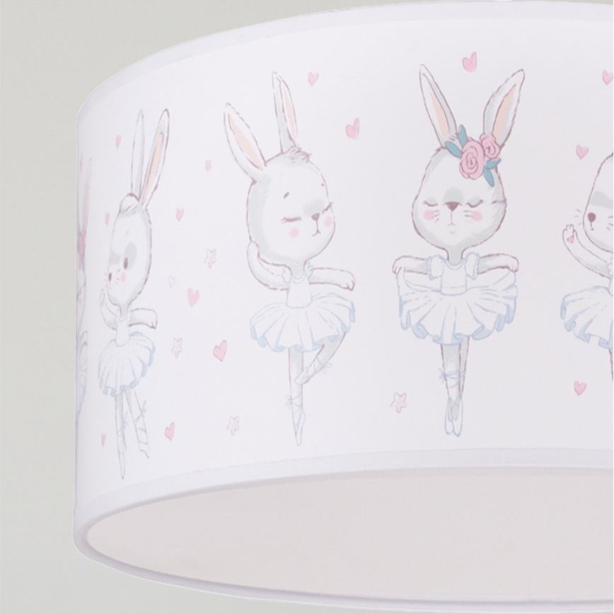 Brilagi - LED dečiji luster na sajli BOBO 1xE27/10W/230V prečnik 35 cm bela/zečići