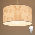 Brilagi - LED dečiji luster na sajli BOBO 1xE27/10W/230V prečnik 35 cm bela/zečići