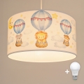 Brilagi - LED dečiji luster na sajli BOBO 1xE27/10W/230V prečnik 35 cm bela/životinjice
