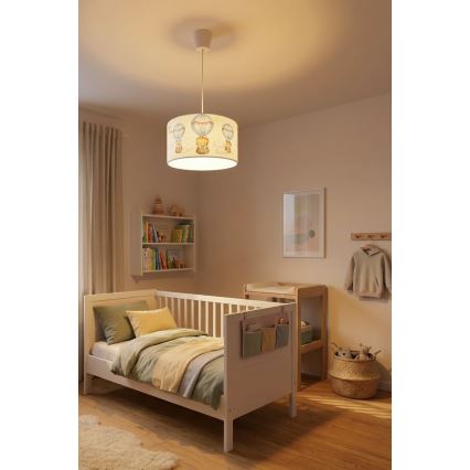 Brilagi - LED dečiji luster na sajli BOBO 1xE27/10W/230V prečnik 35 cm bela/životinjice