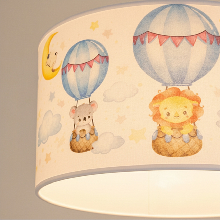 Brilagi - LED dečiji luster na sajli BOBO 1xE27/10W/230V prečnik 35 cm bela/životinjice