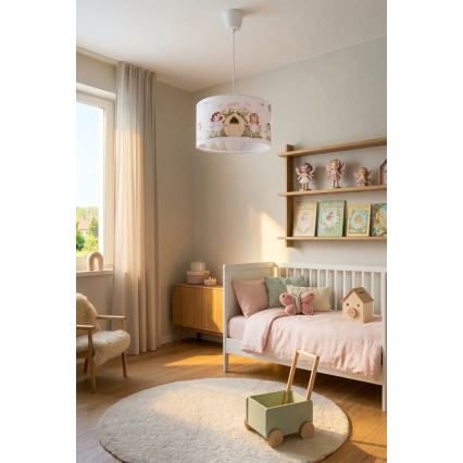 Brilagi - LED dečiji luster na sajli BOBO 1xE27/10W/230V prečnik 35 cm ružičasta/vile