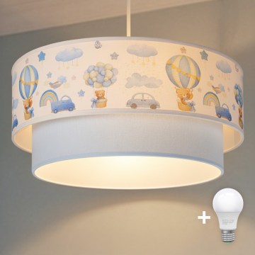 Brilagi - LED dečiji luster na sajli BOBO 1xE27/10W/230V, prečnik 40 cm, krem/plava, sa motivom medvedića