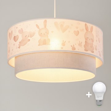 Brilagi - LED dečiji luster na sajli BOBO 1xE27/10W/230V prečnik 40 cm krem/siva/zečići