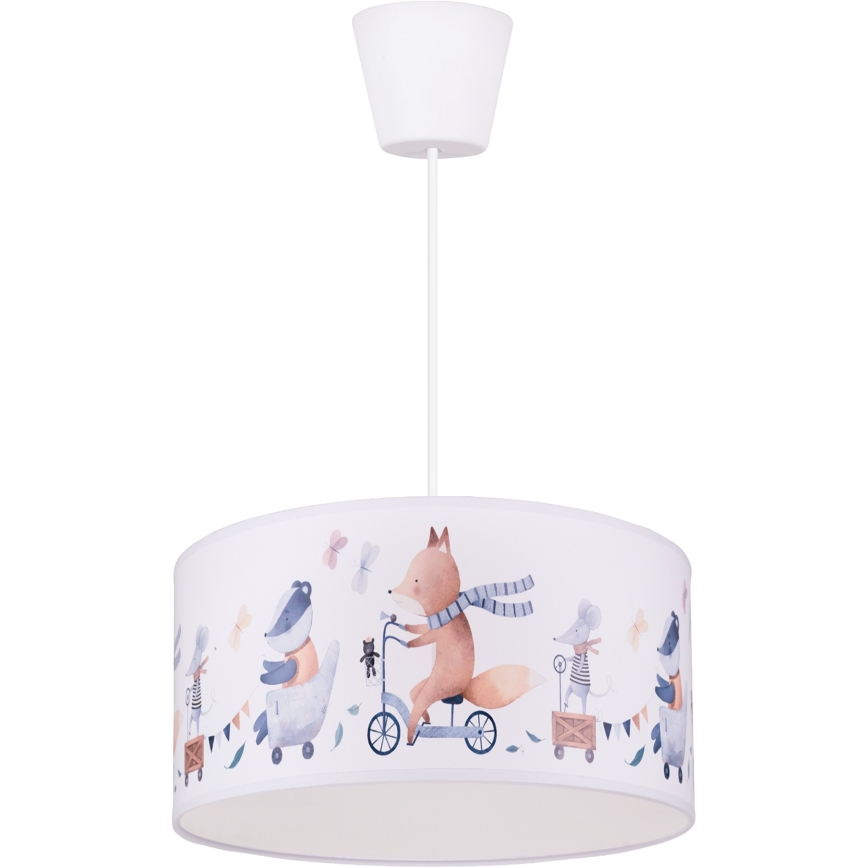 Brilagi - LED dečiji luster na sajli BOBO 1xE27/10W/230V prečnika 35 cm bela/sa životinjama