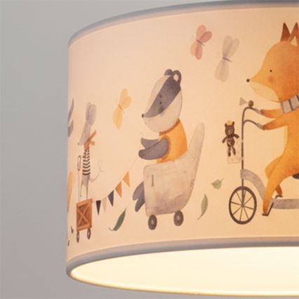 Brilagi - LED dečiji luster na sajli BOBO 1xE27/10W/230V prečnika 35 cm bela/sa životinjama