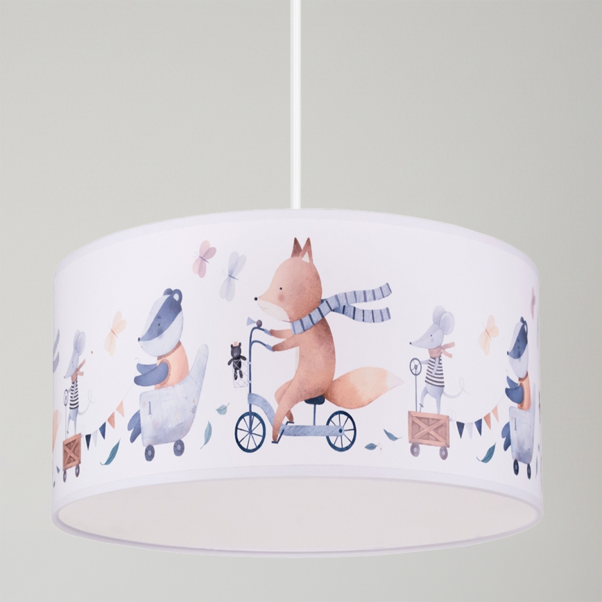 Brilagi - LED dečiji luster na sajli BOBO 1xE27/10W/230V prečnika 35 cm bela/sa životinjama