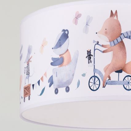 Brilagi - LED dečiji luster na sajli BOBO 1xE27/10W/230V prečnika 35 cm bela/sa životinjama
