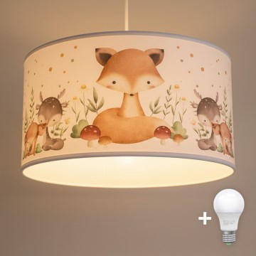 Brilagi - LED dečiji luster na sajli BOBO 1xE27/10W/230V Ø 35 cm beli/sa motivom životinja