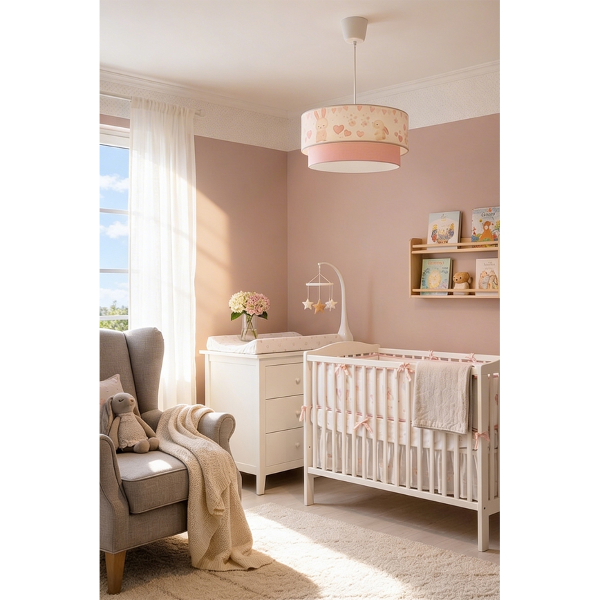 Brilagi - LED dečiji luster na sajli BOBO 1xE27/60W/230V prečnik 40 cm krem/roze/zečići