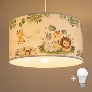 Brilagi - LED dečiji luster na sajli BOBO 1xE27/60W/230V prečnik 35 cm bela/džungla