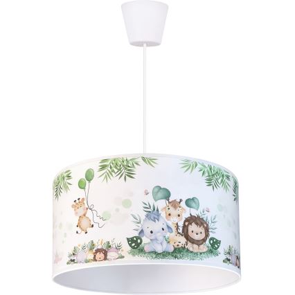 Brilagi - LED dečiji luster na sajli BOBO 1xE27/60W/230V prečnik 35 cm bela/džungla