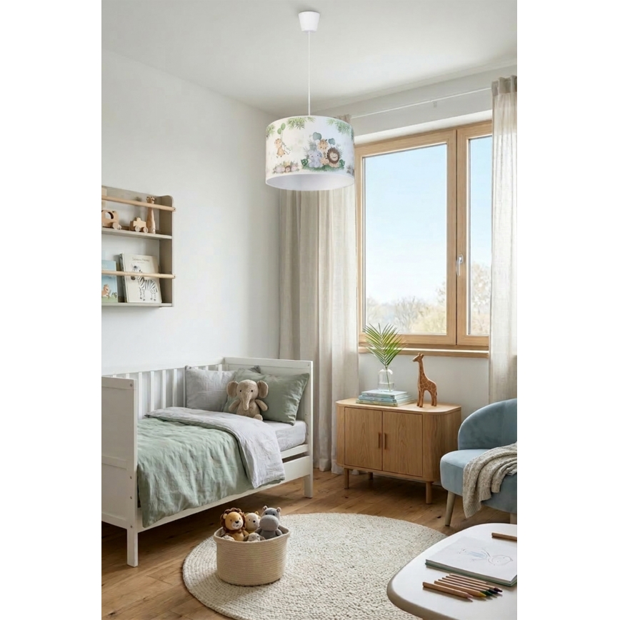 Brilagi - LED dečiji luster na sajli BOBO 1xE27/60W/230V prečnik 35 cm bela/džungla