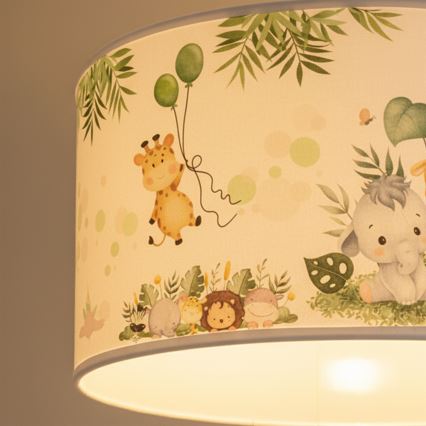 Brilagi - LED dečiji luster na sajli BOBO 1xE27/60W/230V prečnik 35 cm bela/džungla