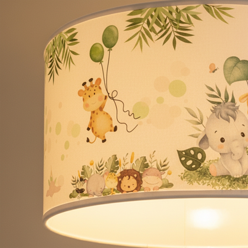 Brilagi - LED dečiji luster na sajli BOBO 1xE27/60W/230V prečnik 35 cm bela/džungla