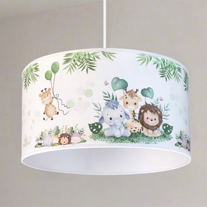 Brilagi - LED dečiji luster na sajli BOBO 1xE27/60W/230V prečnik 35 cm bela/džungla