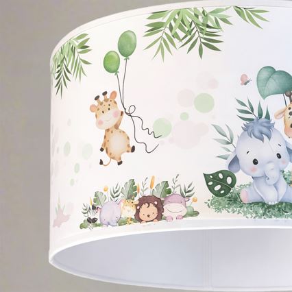 Brilagi - LED dečiji luster na sajli BOBO 1xE27/60W/230V prečnik 35 cm bela/džungla
