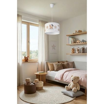 Brilagi - LED Dečiji luster na sajli BOBO 1xE27/60W/230V prečnik 35 cm bela/medvedići
