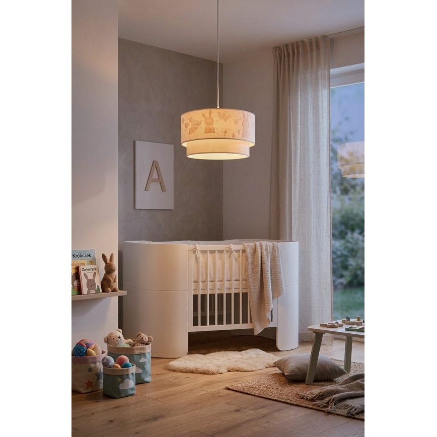 Brilagi - LED dečiji luster na sajli BOBO 1xE27/60W/230V prečnik 35 cm bela/zečići