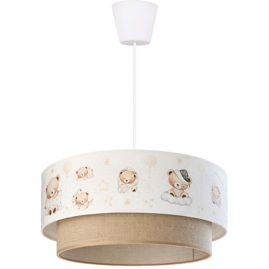 Brilagi- LED dečiji luster na sajli BOBO 1xE27/60W/230V, prečnik 40 cm, bela/bež/sa motivom medvedića