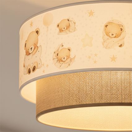 Brilagi- LED dečiji luster na sajli BOBO 1xE27/60W/230V, prečnik 40 cm, bela/bež/sa motivom medvedića