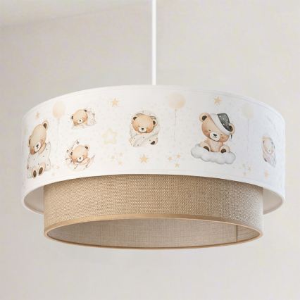 Brilagi- LED dečiji luster na sajli BOBO 1xE27/60W/230V, prečnik 40 cm, bela/bež/sa motivom medvedića