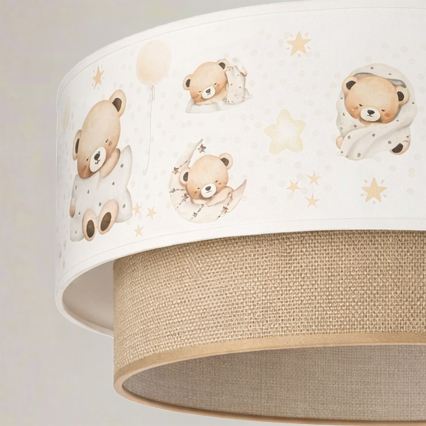Brilagi- LED dečiji luster na sajli BOBO 1xE27/60W/230V, prečnik 40 cm, bela/bež/sa motivom medvedića