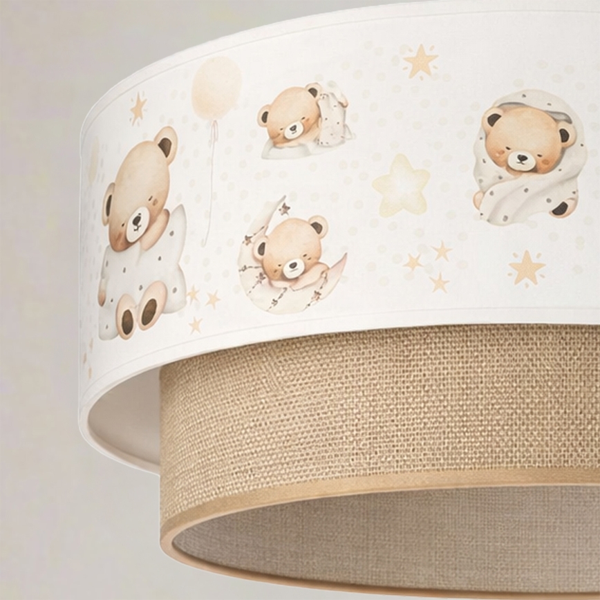 Brilagi- LED dečiji luster na sajli BOBO 1xE27/60W/230V, prečnik 40 cm, bela/bež/sa motivom medvedića