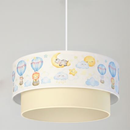 Brilagi - LED dečiji luster na sajli BOBO 1xE27/60W/230V, prečnik 40 cm, bela/bež/sa životinjskim dezenom