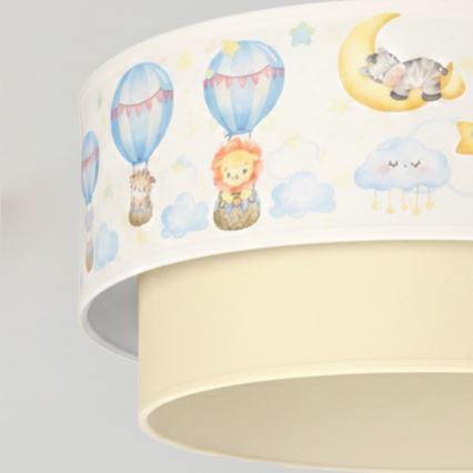Brilagi - LED dečiji luster na sajli BOBO 1xE27/60W/230V, prečnik 40 cm, bela/bež/sa životinjskim dezenom