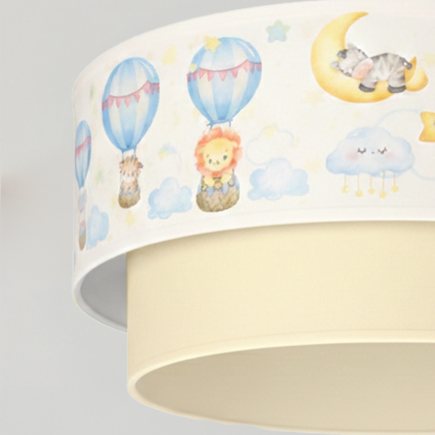 Brilagi - LED dečiji luster na sajli BOBO 1xE27/60W/230V, prečnik 40 cm, bela/bež/sa životinjskim dezenom