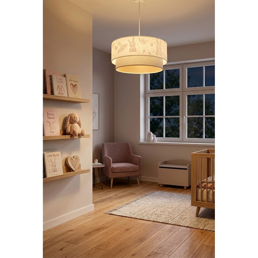 Brilagi - LED dečiji luster na sajli BOBO 1xE27/60W/230V pr. 40 cm krem/siva/zečići