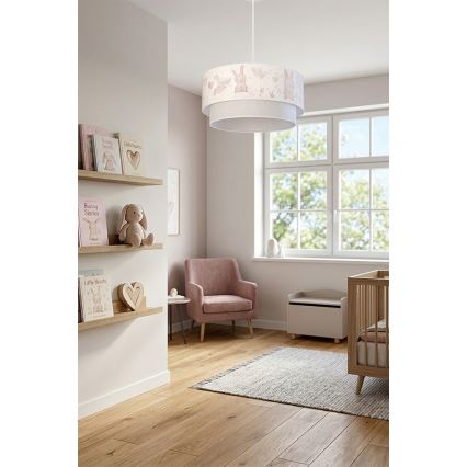 Brilagi - LED dečiji luster na sajli BOBO 1xE27/60W/230V pr. 40 cm krem/siva/zečići