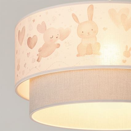 Brilagi - LED dečiji luster na sajli BOBO 1xE27/60W/230V pr. 40 cm krem/siva/zečići