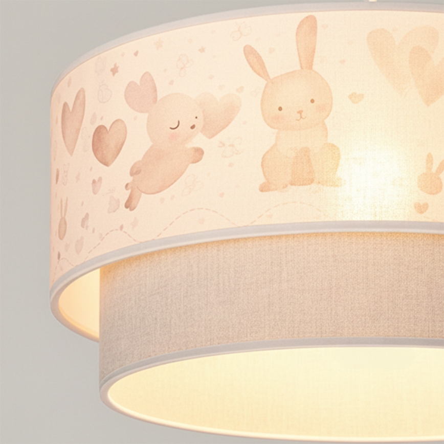 Brilagi - LED dečiji luster na sajli BOBO 1xE27/60W/230V pr. 40 cm krem/siva/zečići