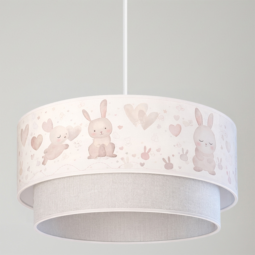 Brilagi - LED dečiji luster na sajli BOBO 1xE27/60W/230V pr. 40 cm krem/siva/zečići