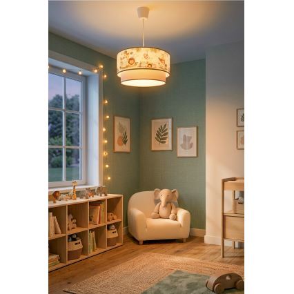 Brilagi - LED dečiji luster na sajli BOBO 1xE27/60W/230V prečnik 40 cm krem/zelena/džungla