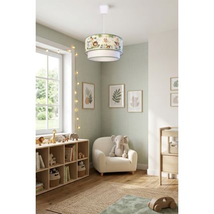 Brilagi - LED dečiji luster na sajli BOBO 1xE27/60W/230V prečnik 40 cm krem/zelena/džungla