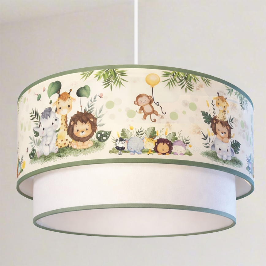 Brilagi - LED dečiji luster na sajli BOBO 1xE27/60W/230V prečnik 40 cm krem/zelena/džungla
