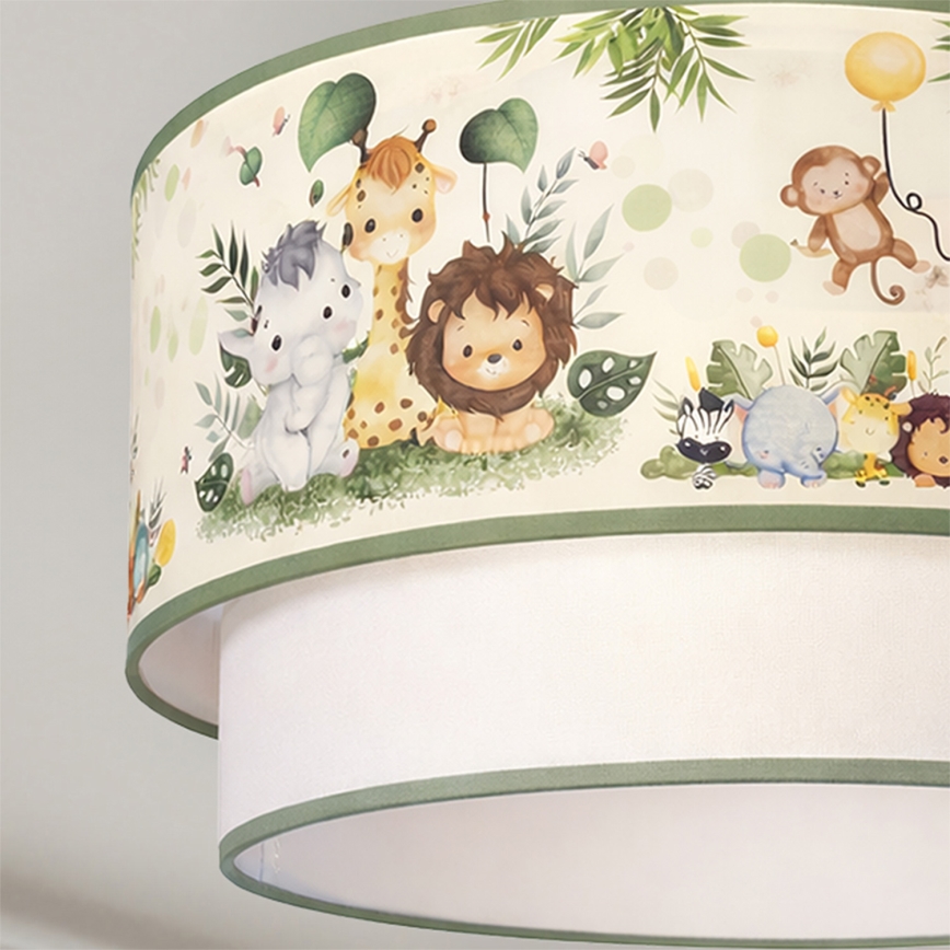 Brilagi - LED dečiji luster na sajli BOBO 1xE27/60W/230V prečnik 40 cm krem/zelena/džungla