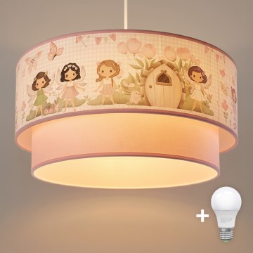 Brilagi - LED dečiji luster na sajli BOBO 1xE27/60W/230V prečnik 40 cm ružičasta/vile