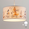 Brilagi - LED dečiji luster na sajli BOBO 1xE27/60W/230V prečnika 35 cm bela/sa životinjama