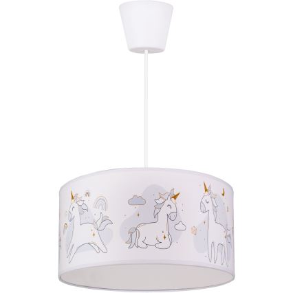 Brilagi - LED dečiji luster na sajli BOBO 1xE27/60W/230V Ø 35 cm bela/jednorogovi
