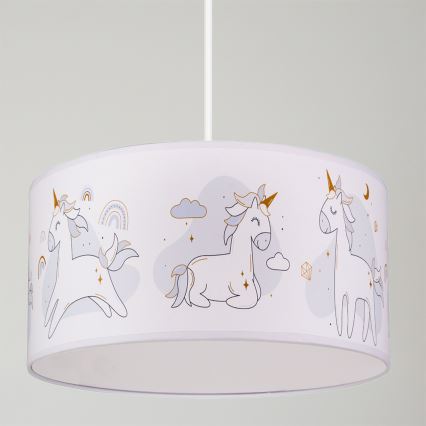 Brilagi - LED dečiji luster na sajli BOBO 1xE27/60W/230V Ø 35 cm bela/jednorogovi