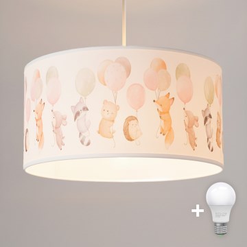 Brilagi - LED dečiji luster na sajli BOBO 1xE27/60W/230V Ø 35 cm bela/životinjice