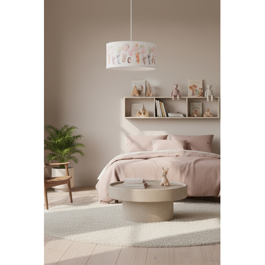 Brilagi - LED dečiji luster na sajli BOBO 1xE27/60W/230V Ø 35 cm bela/životinjice