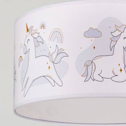 Brilagi -LED Dečiji luster na sajli BOBO 1xE27/60W/230V Ø 35 cm beo/jednorogovi