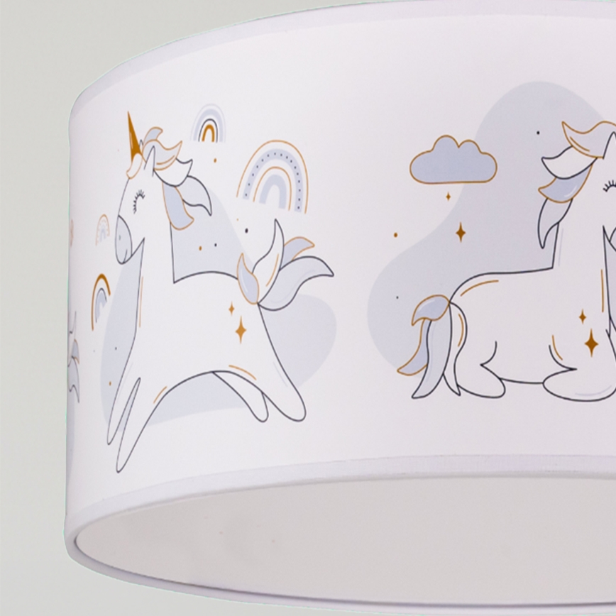 Brilagi -LED Dečiji luster na sajli BOBO 1xE27/60W/230V Ø 35 cm beo/jednorogovi